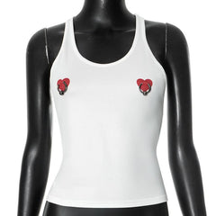 U neck sweetheart print o ring tank top