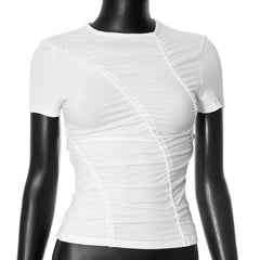 Short sleeve ruched solid top