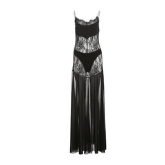 Mesh lace 2 piece cami maxi dress
