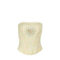 Beaded sweetheart pattern hollow out bustier tube cut out top