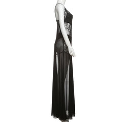 Mesh lace 2 piece cami maxi dress