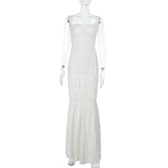 Square neck textured smocked cami maxi dress