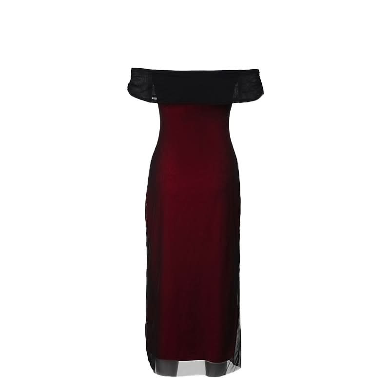 Off shoulder mesh maxi dress