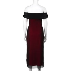 Off shoulder mesh maxi dress