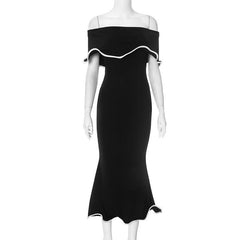 Off shoulder ruffle maxi dress