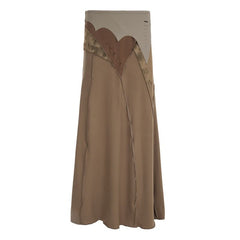 Irregular hollow out ruffle tie dye cut out maxi skirt