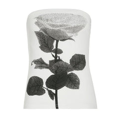 Flower print backless contrast tube top