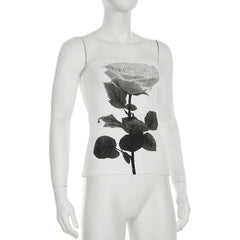 Flower print backless contrast tube top