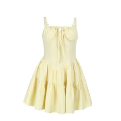 Self tie smocked cami mini dress