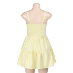 Self tie smocked cami mini dress