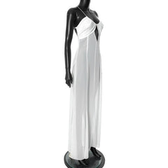 Cross back hollow out chiffon spaghetti strap cut out maxi dress