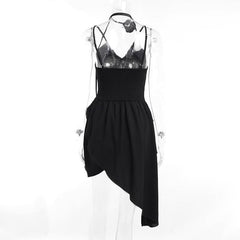 Ruched v neck irregular backless cami mini dress
