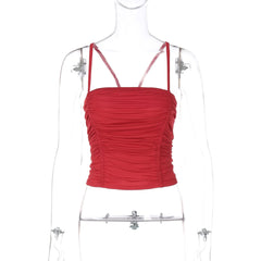 Square neck ruched solid cami top