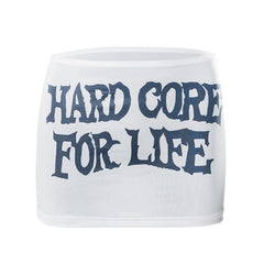 Sheer mesh letter pattern contrast mini skirt