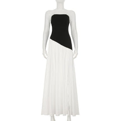 High slit ruffle tube maxi dress