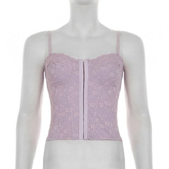 Lace button corset cami top
