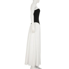 High slit ruffle tube maxi dress