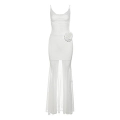 Cowl neck mesh flower applique cami maxi dress