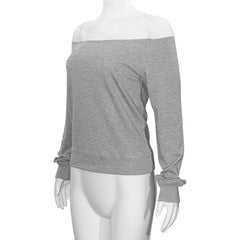 Long sleeve off shoulder letter pattern top