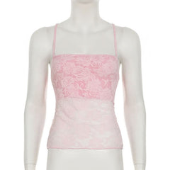 Self tie cross back lace cami top