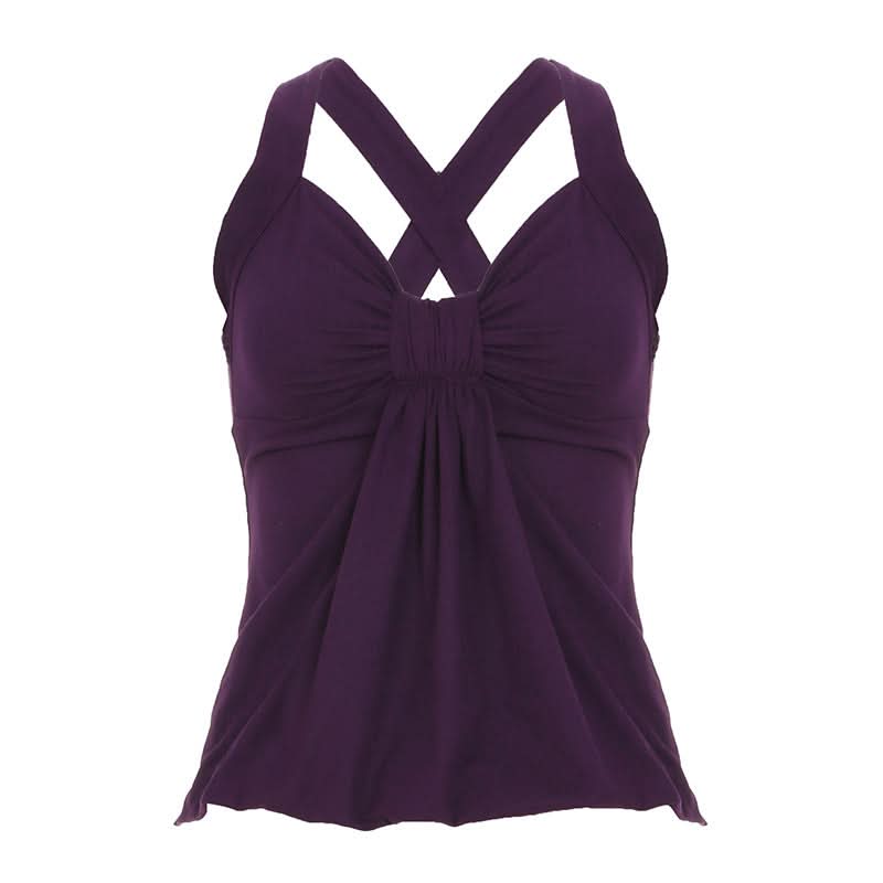 Ruched cross back smocked cami top