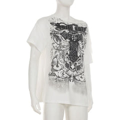Short sleeve cross print top