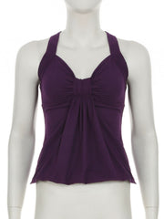 Ruched cross back smocked cami top