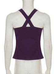 Ruched cross back smocked cami top