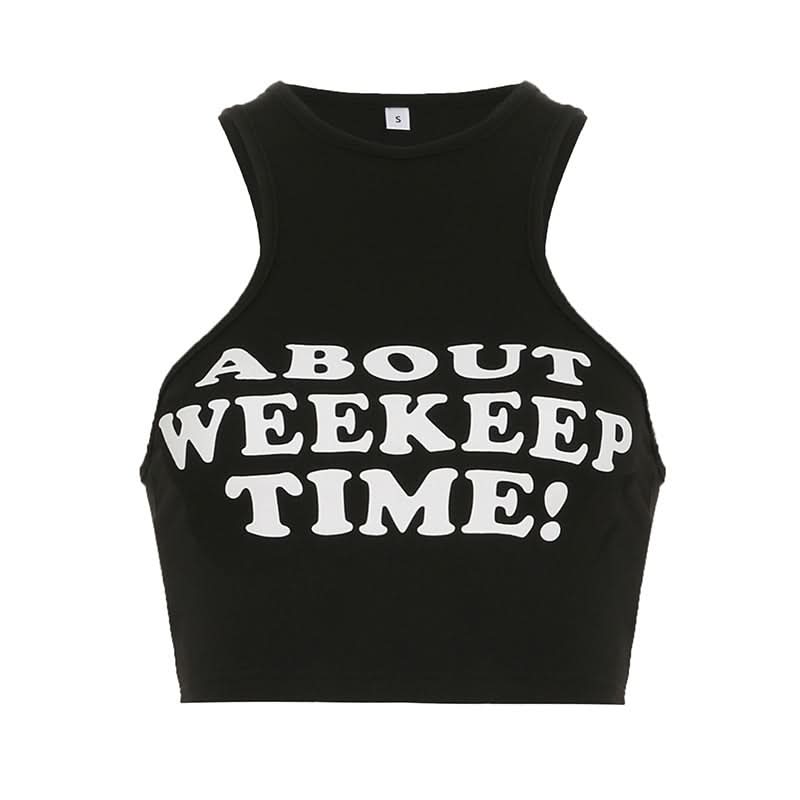 Letter print crewneck tank top