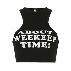 Letter print crewneck tank top