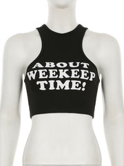 Letter print crewneck tank top