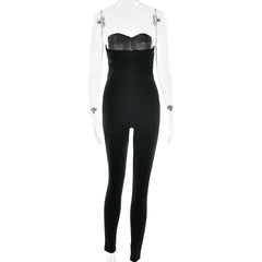 Bowknot hollow out ruched tube jumpsuit