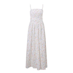 Flower print ruched zip-up cami maxi dress