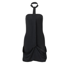 Halter ruched backless mini dress