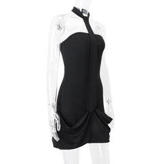 Halter ruched backless mini dress