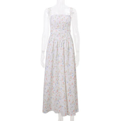 Flower print ruched zip-up cami maxi dress