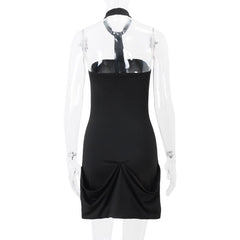 Halter ruched backless mini dress