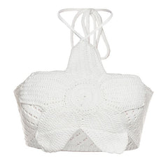 Halter knitted self tie crop top