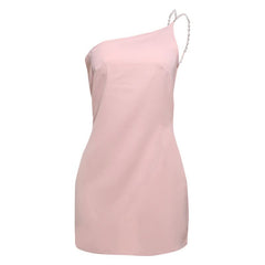One shoulder beaded backless mini dress