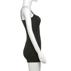 Metal tag u neck backless solid cami romper