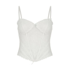 Lace v neck lace up bowknot corset cami top