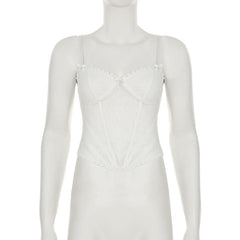 Lace v neck lace up bowknot corset cami top