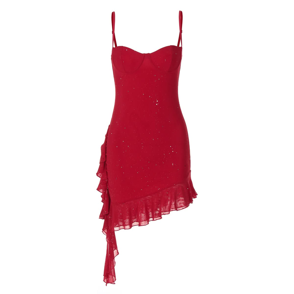 Ruched glitter cami mini dress