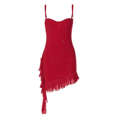 Ruched glitter cami mini dress