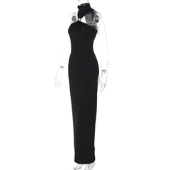 High neck slit sleeveless maxi dress