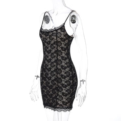 U neck lace cami mini dress