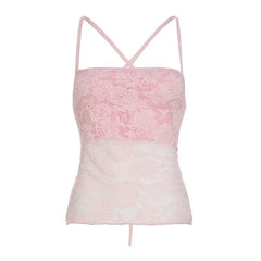 Lace cross back cami top
