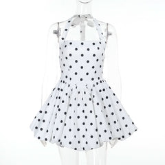 Polka dot halter mini dress