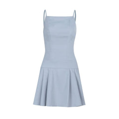 Pleated backless cami mini dress