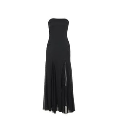 Mesh high slit tube maxi dress